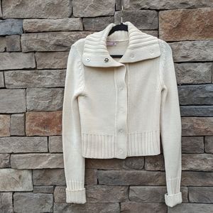 MaxAzria Collection Off White Snap Button Sweater, M